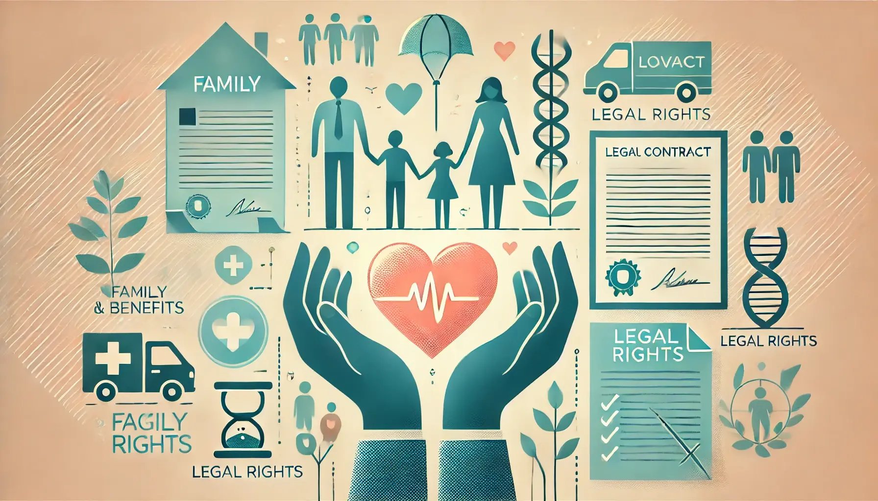 DALL·E 2024-10-23 17.40.07 - An image designed for a blog post about family rights and benefits, focusing on a caring, supportive theme. The composition includes elements like a f